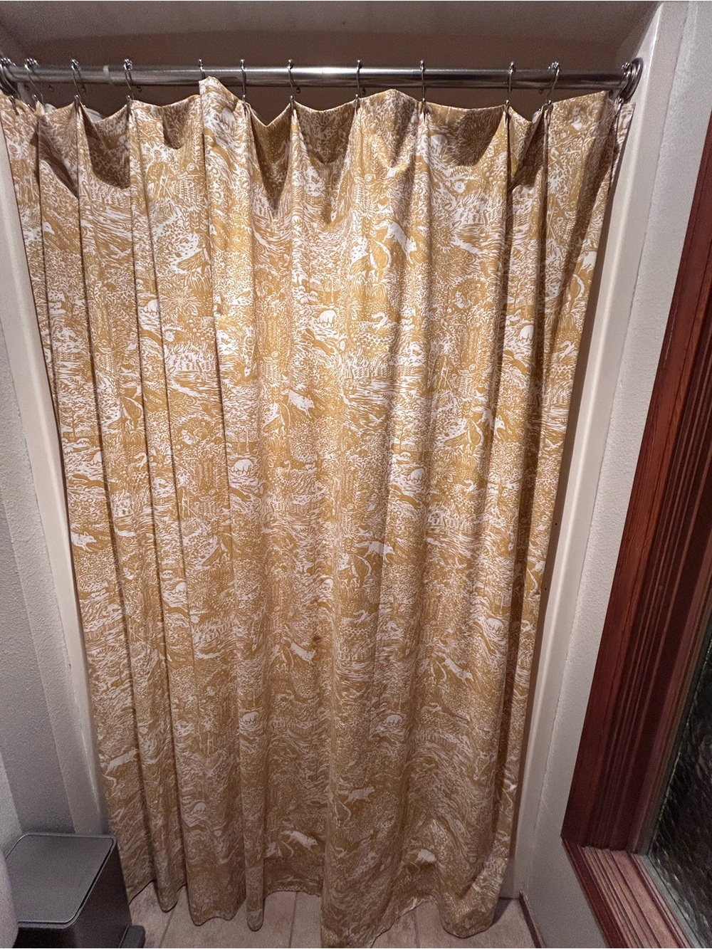 Threshold Mustard Yellow and White Patterned Shower Curtain